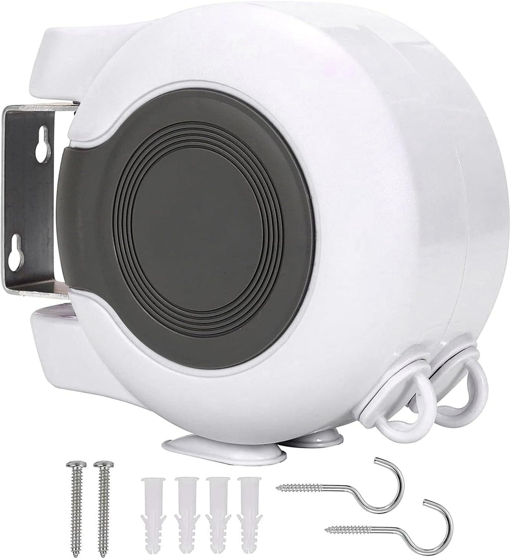 Retractable Double Clothesline – 49 ft x 2 Heavy Duty Clothes Line for Indoor & Outdoor Use, Dual Laundry Line with Easy Installation (White)