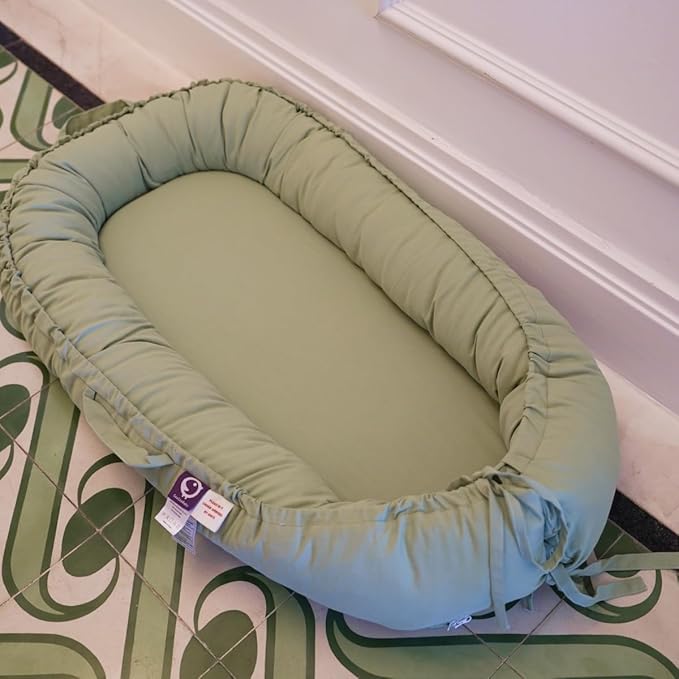 Infant Lounger, Baby Nest Cover for Baby Girls & Boys, Newborn Essentials for Baby 0-18 Months, 100% Cotton Breathable (Spring Green)