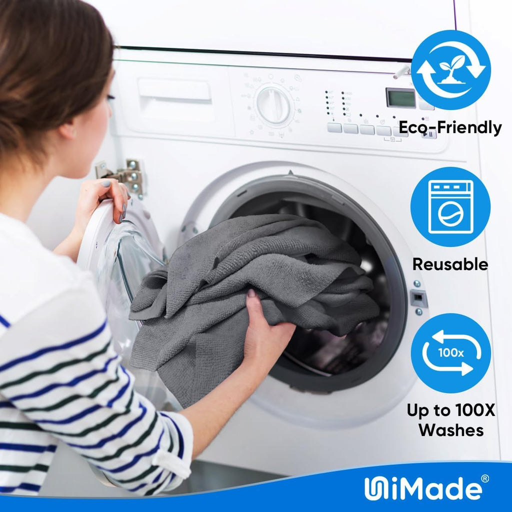Microfiber Cleaning Cloth, 200 Pack Microfiber Towels for Cars Reusable Shop Rags Bulk Lint Free Cleaning Towels for Car Kitchen Automotive Bar Mechanic Restaurant Garage, 11.5"x 11.5", Grey