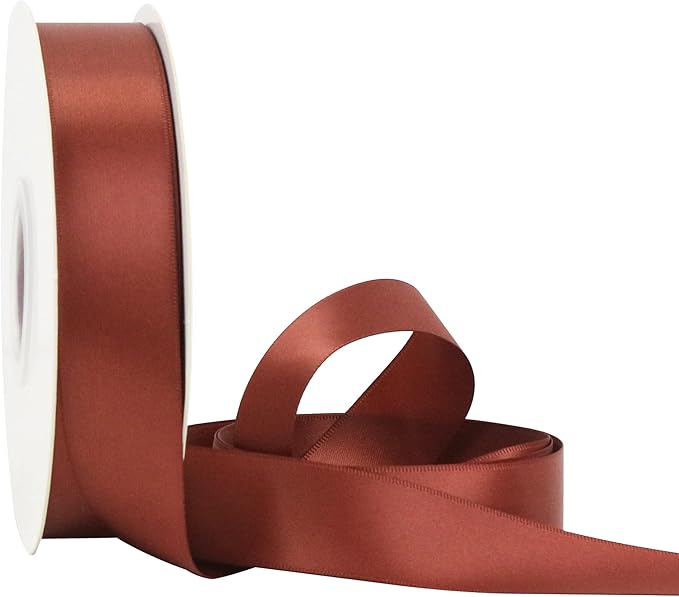 HUIHUANG Satin Ribbon 1 inch Wide Rust Red Ribbon for Fall Wedding 50 Yards Double Face Silk Satin Ribbons for Crafts Christmas Tree Decor Gift Wrapping Bows Bridal Floral Bouquet Invitation Card