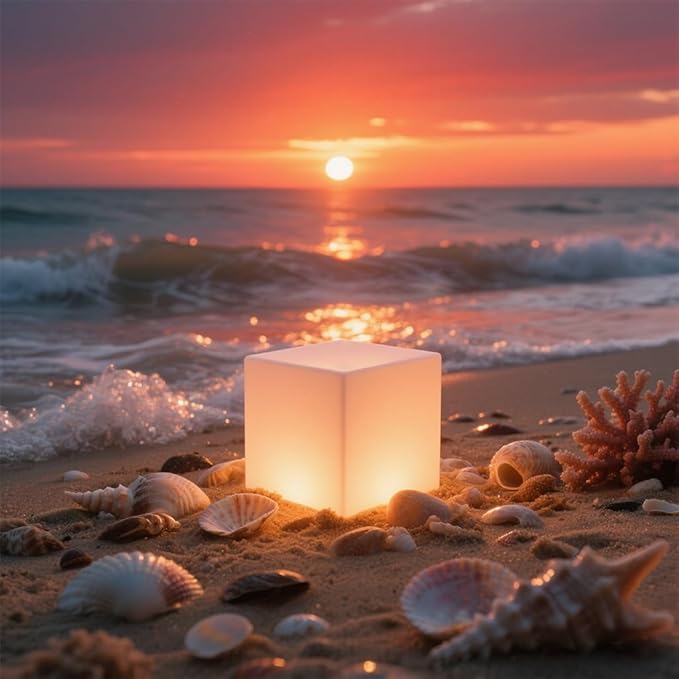 8-in Solar Cube Light Outdoor Waterproof, 16 Colors Illuminate Cube Floor Lamp, Dimmable Glowing LED Tesseract Cosmic w/Ground Stake & Remote Dynamic Effect for Garden Yard Patio Mood Ambient Lighting