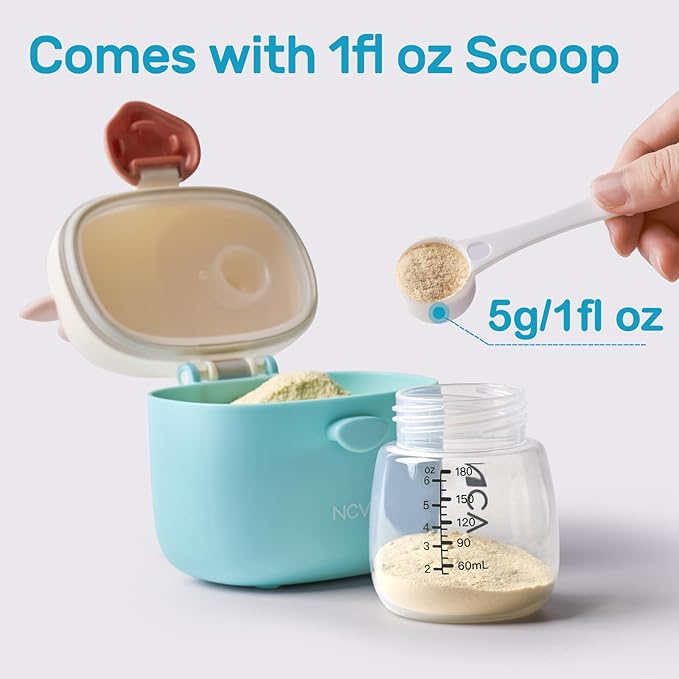 NCVI Baby Formula Dispenser On The Go, Formula Container To Go, Formula Holder for Travel, Outdoor Picnic with Baby Infant, Portable Container for Milk Powder, Snacks, Candy, Fruits (Green)