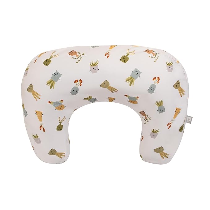 Boppy Nursing Pillow - Ergonomic Bottle & Breastfeeding Pillow with High, Firm, Large Area, Water-Repellent Cushion with Washable Cover; Baby Safety Alliance Verified - Tan Happy Houseplants