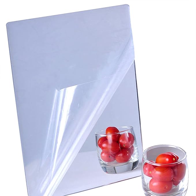 Acrylic Self Adhesive Mirror Sheet for Wall, Plastic Non Glass Sticky Kid Safety Mirror Tiles for Wall Rectangle 12x16 inch 2Pcs