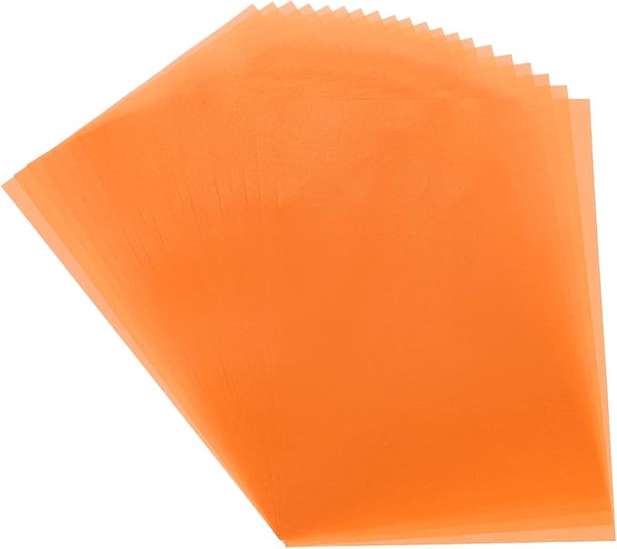 MECCANIXITY Colored Vellum Paper, 40 Sheet Orange Transparency 8.3" x 5.9" Printable Vellum Paper, Translucent Vellum Sheets for Printing Wedding Invitations Ink Jet Laser Printer