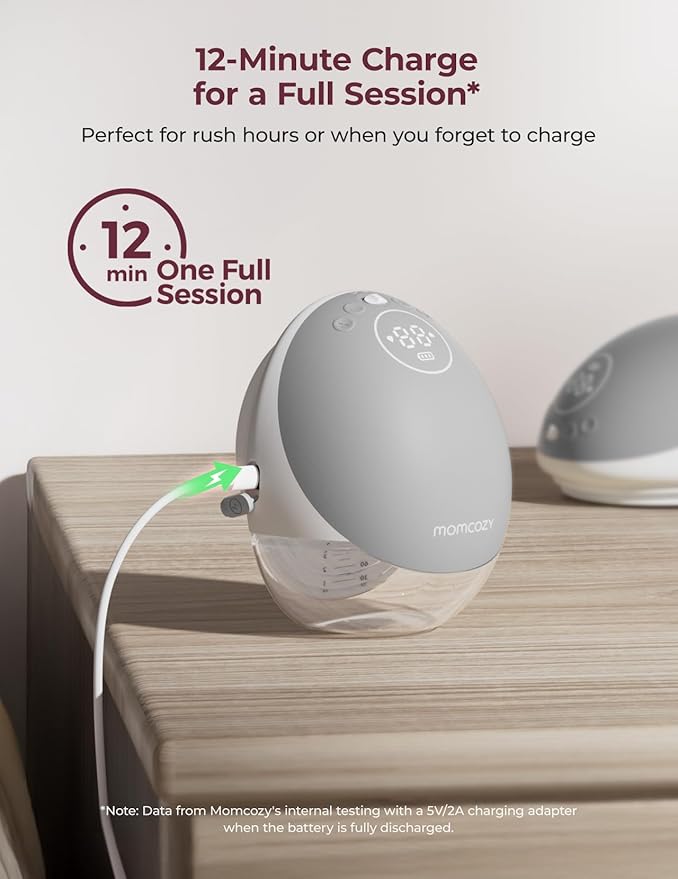 Momcozy Breast Pump Hands Free Upgraded Mobile Flow | M9, App Discreet Control with Personalized Multi-Modes & 15 Levels, Wearable Breast Pump 24mm, 1 Pack Gray