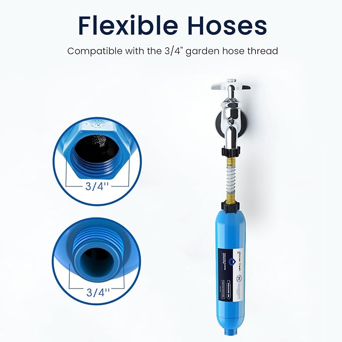 GLACIER FRESH Garden Hose End Pre-Filter for Swimming Pool, Hot Tubs, Spa, Inflatable Pool, Ponds, Greatly Reduces Bad Taste, Odors, Chlorin and Sediment, up to 8,000 Gallons, 2 Pack