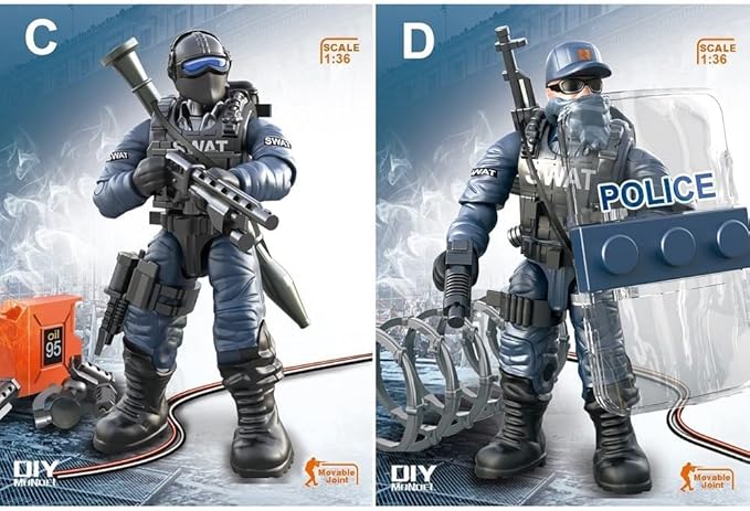 YEIBOBO ! Special Forces Mini Military Action Figure with Weapons and Accessories (Lightning SWAT Team XJ-9902)…