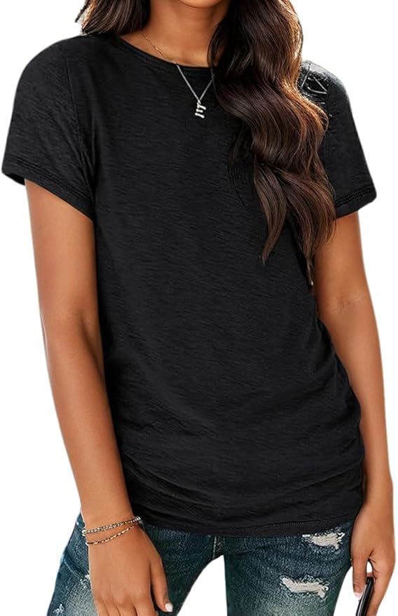 Soft Short Sleeve Shirts for Women, Crew Neck T Shirts for Women Loose Fitting Lightweight Top Basic Tee Shirt