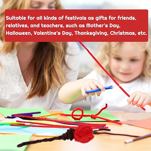 110 Pieces Red Pipe Cleaners - Christmas Chenille Stem for Creative Home Decoration, Arts and Crafts Projects