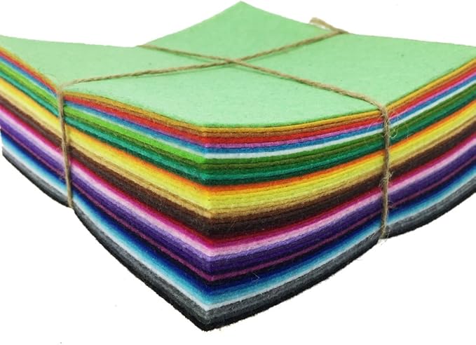 flic-flac 42pcs 8"x8“ (20x20cm) Felt Fabric Sheet Assorted Color Felt Pack DIY Craft Squares Nonwoven