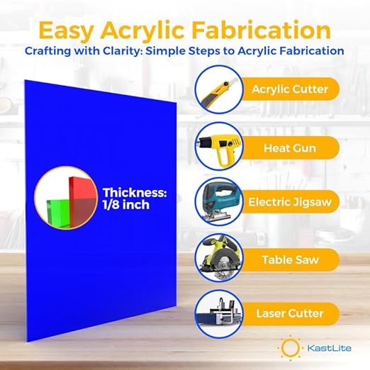 KastLite Colored Acrylic Sheets Nominal 6" x 6" - Plastic Sheet Easy to Cut, Saw, Shape, Laser Cut - Ideal for Arts & Crafts & DIY Projects- Durable, Lightweight, Scratch Resistant - Orange 2 Pack