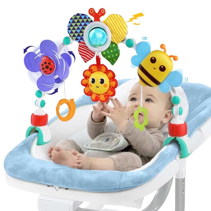 Baby Stroller Arch Toys,Adjustable Crib Mobile for Bassinet with Sensory Play Accessories and Hanging Toys,Baby Travel Car Seat Toys for Toddler Boy Girl 0 3 6 9 12 24 Months