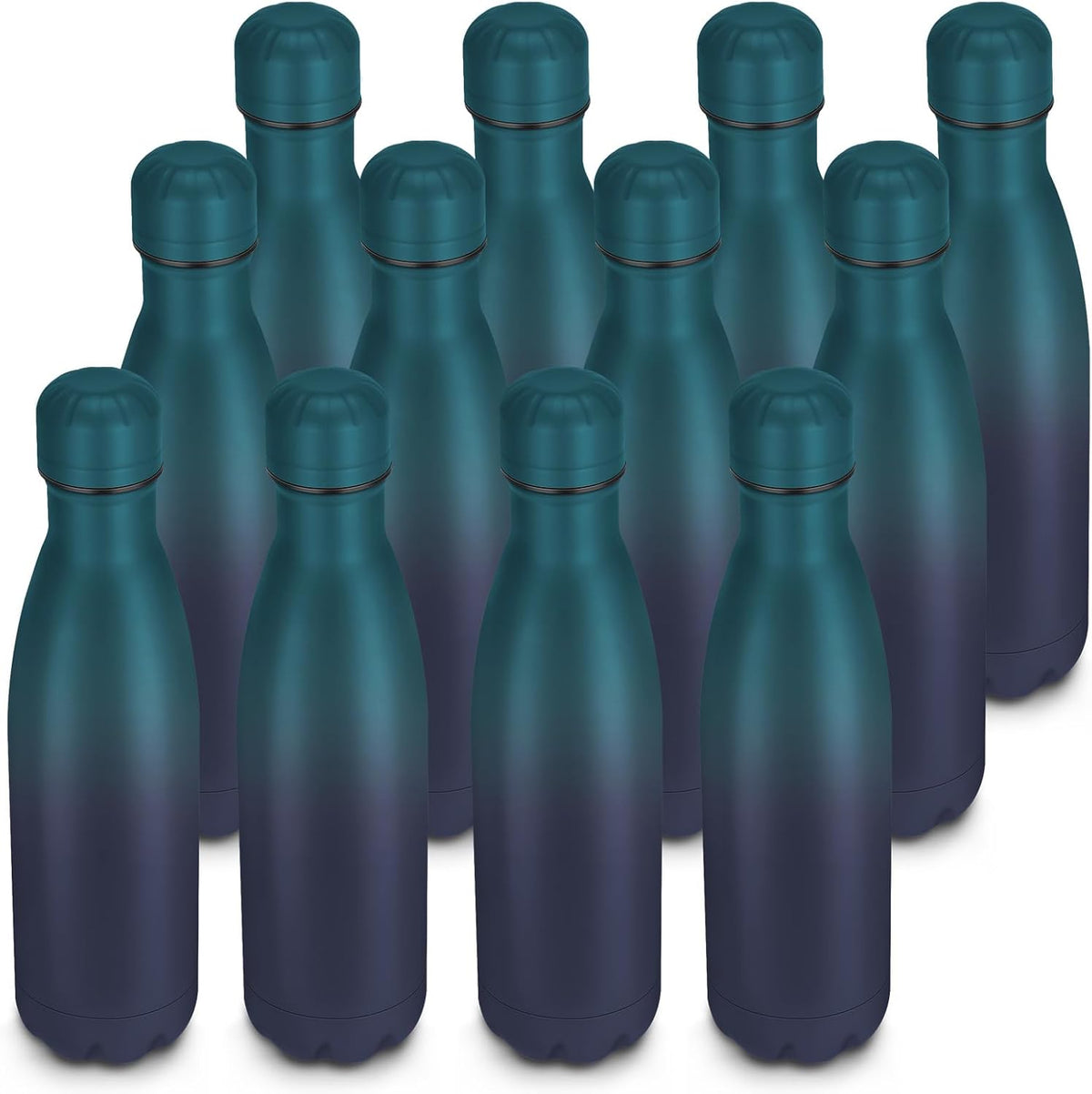 17oz Cola-Bottle Shaped Stainless Steel Leak-proof Water Bottle,Double Wall Vacuum Insulated Metal,Travel Mug For Sports Indoors & Outdoors,BPA-Free Kids Flasks,Dark Night(12 Pack)