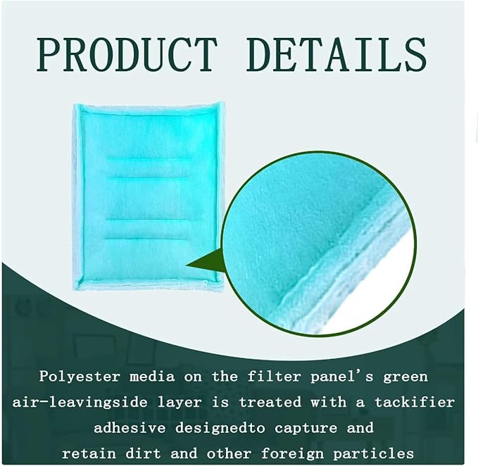 AUC Paint Booth Tacky Intake Filter Pad Series 55, 16" x 20" (20/case) Spray Booth Intake Filter with Internal Wire Support Frame
