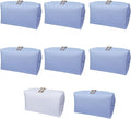 Bridesmaid Proposal Gifts Letter Cosmetic makeup bag bulk for Wedding Party Favors Bachelorette party decorations Toiletry Organizer Bag Makeup Case Gift (8, White&SkyBlue)