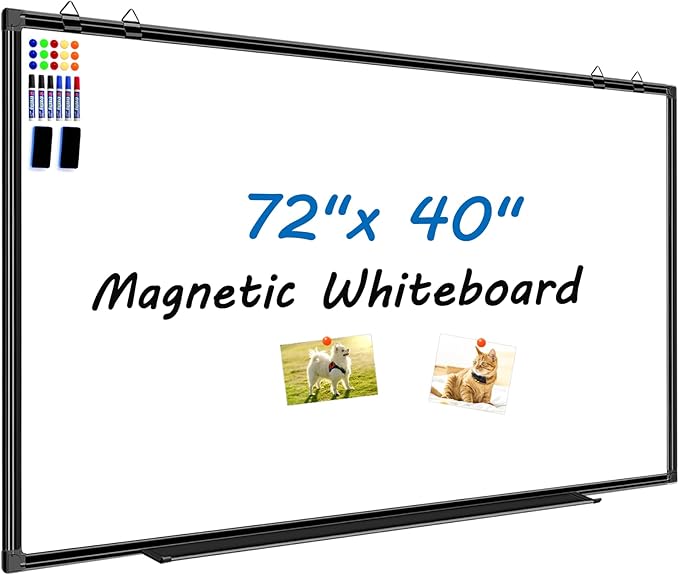 H-Qprobd Large White Board Dry Erase Board for Wall 72"X40" Magnetic Whiteboard with Long Pen Tray, Presentation Dry Erase Boards for Office, Classroom, School, Home