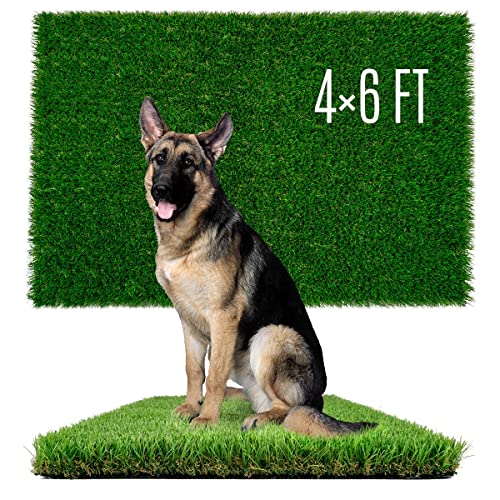 SunTurf Artificial Grass for Dogs, Dog Pee Grass, Fake Grass for Dogs Potty Training, 4x6ft Extra Large Turf Grass, Reusable Puppy Wee Wee Pads, Dog Supplies, Indoor Outdoor - size: 4x6 FT