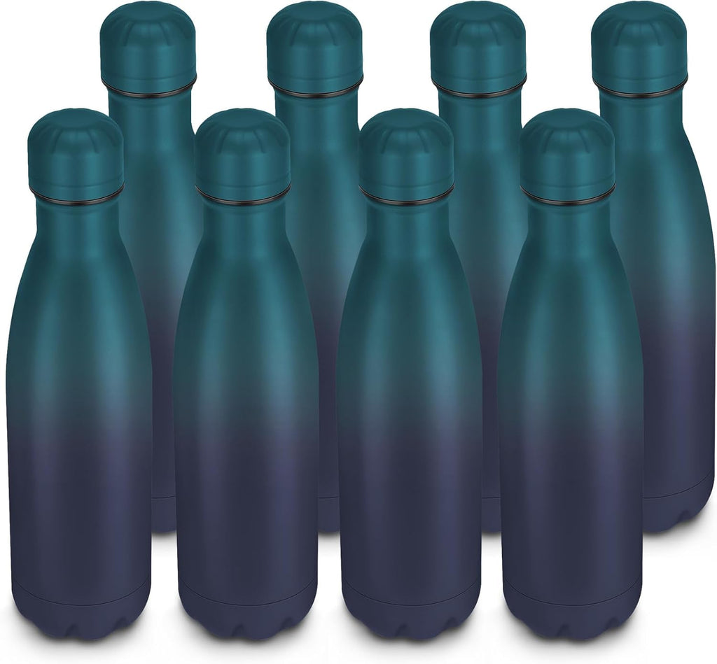 17oz Cola-Bottle Shaped Stainless Steel Leak-proof Water Bottle,Double Wall Vacuum Insulated Metal,Travel Mug For Sports Indoors & Outdoors,BPA-Free Kids Flasks,Dark Night(8 Pack)