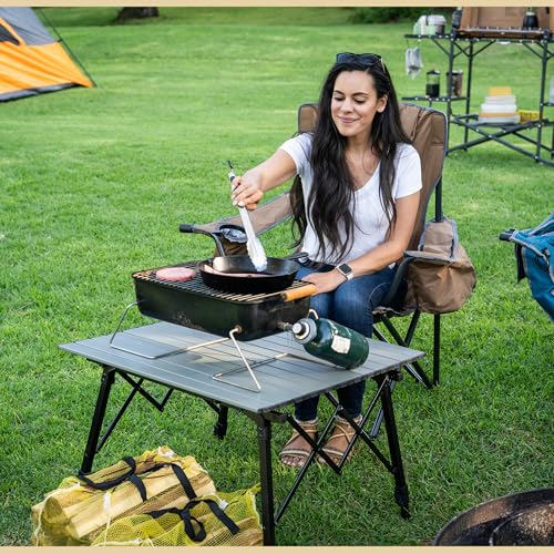 ARROWHEAD OUTDOOR 39" Aluminum Folding Camp Roll Up Table w/Adjustable Height, Undertable Mesh Storage, Carry Bag - color: Grey