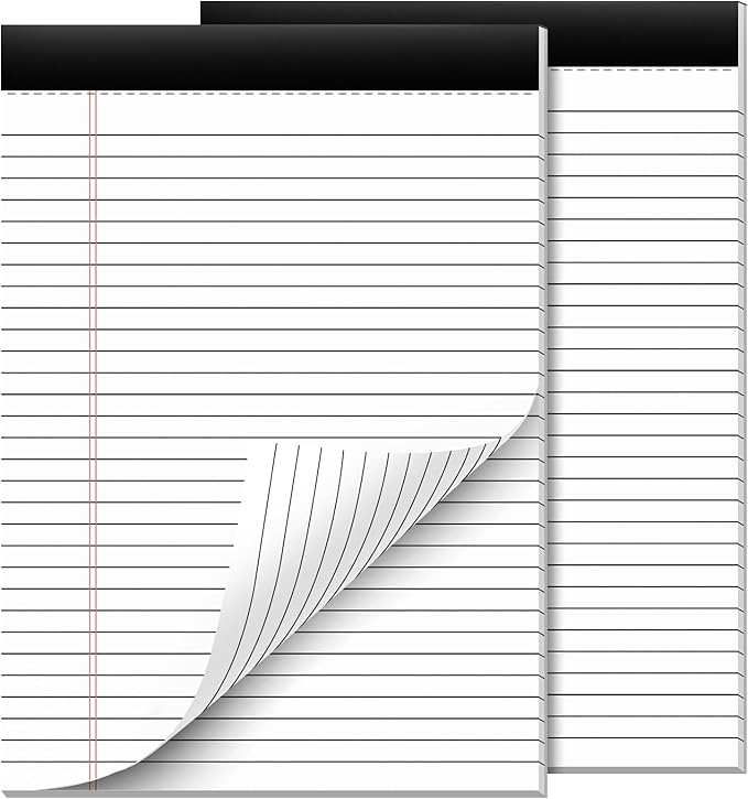 2 Pcs Legal Pads 8.5 x 11 Note Pads 8.5 x 11 Inch Notepad 60 Sheets Writing Pads Wide Ruled Lined Paper Pads White Paper Note Pads 8.5 x 11 with 30 Sheets Per Legal Pad for School, Office, Home