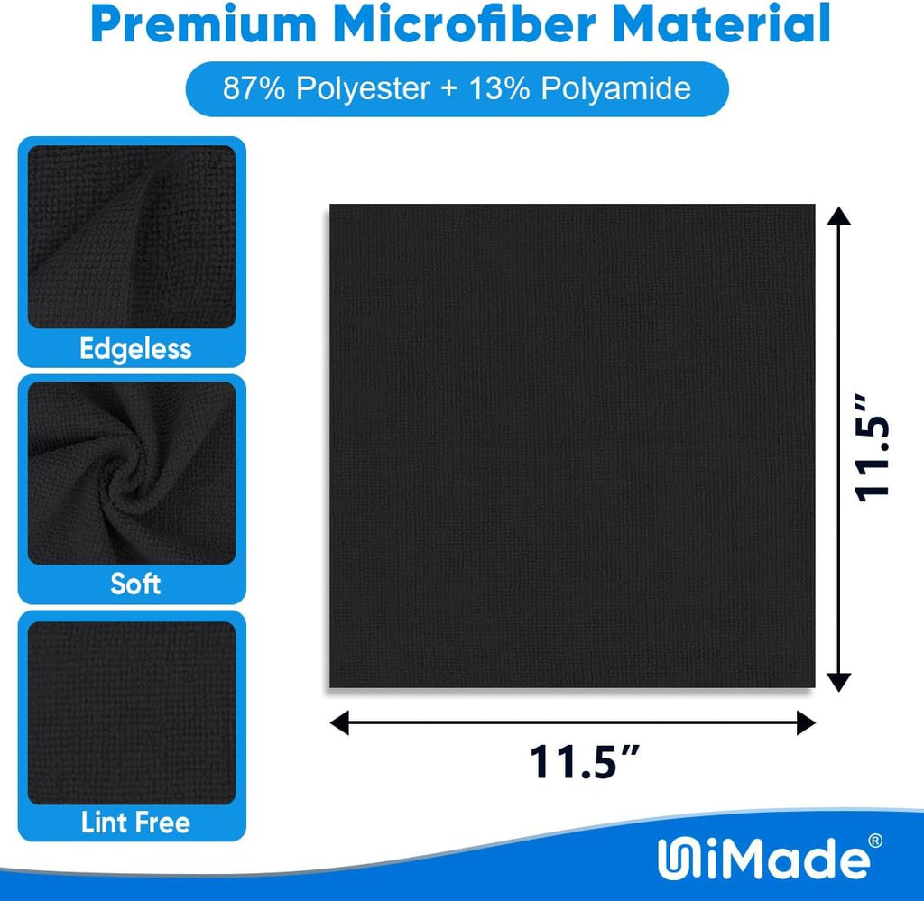 Microfiber Cleaning Cloth, 200 Pack Microfiber Towels for Cars Reusable Shop Rags Bulk Lint Free Cleaning Towels for Car Kitchen Automotive Bar Mechanic Restaurant Garage, 11.5"x 11.5", Black