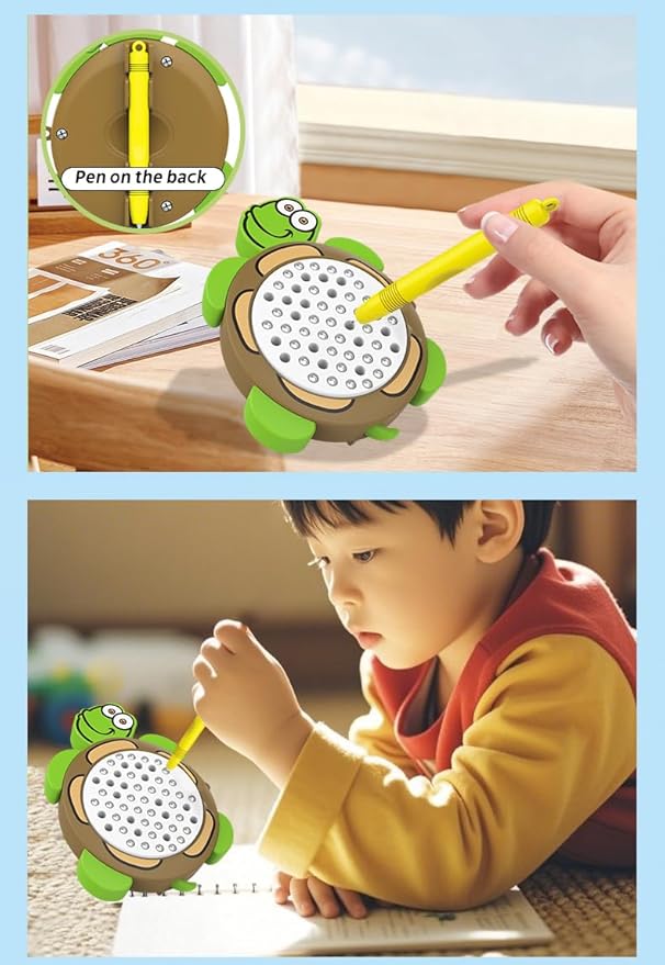 1PCSTurtle Magnetic Drawing Board for Kids & Toddlers with Beads and Magnet Stylus Pen - Magnetic Travel Toy for Airplane & Car Ride Activities for Kids