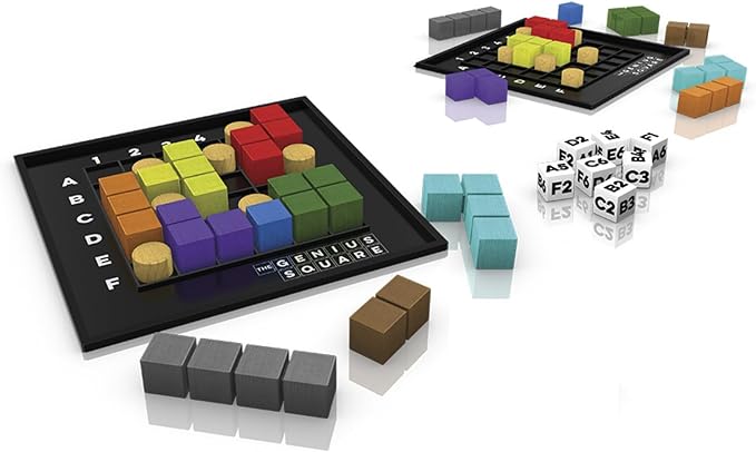 The Genius Square from The Happy Puzzle Company – Game of The Year Award Winner, 60000+ Solutions STEM Puzzle Game. Roll Dice, Race Your Opponent to Fill Grid with Different Shapes!