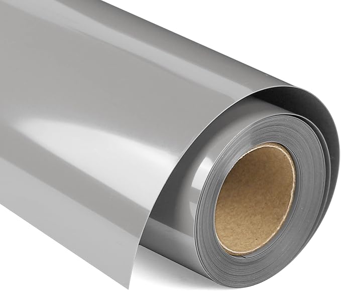VINYL FROG Heat Transfer Vinyl Roll HTV Vinyl - 12" x12ft Grey Iron on Vinyl for T-Shirts, Heat Press Vinyl for DIY Craft Designs (Grey)