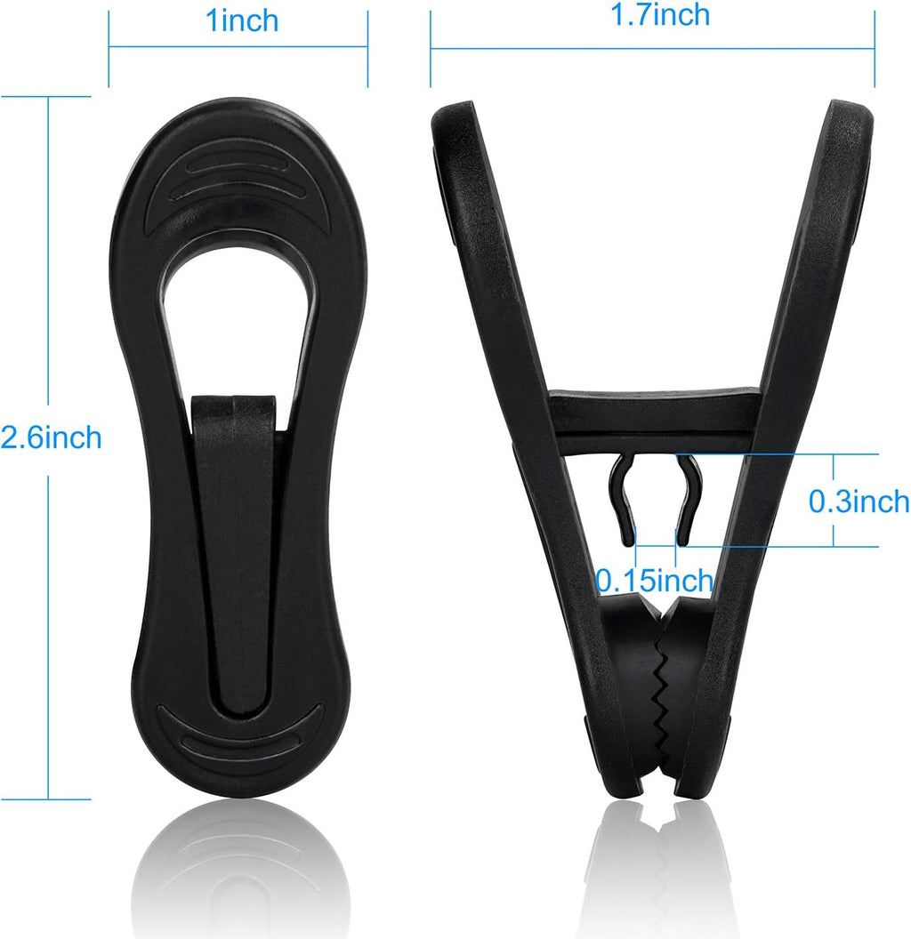 Tinfol Black Plastic Hanger Clips, 24PC Strong Pinch Grip Coat Clips for Skirt Pant Hangers, Multi-Purpose Clothes Hanger Clip for Rounded Hangers
