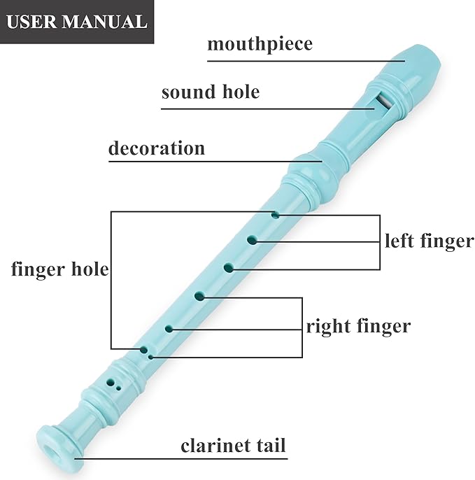 Recorder Instrument for Beginner Kids Adults,8-Hole Soprano Descant Recorder Music Flute with with Cleaning Rod & Leather Case For School Student Home Entertainment(2-Flash Woven Blue)