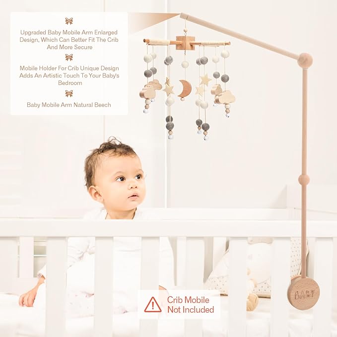 JETMHH Baby Crib Mobile Arm Holder - 36 Inch Large Version Safe Anti Slip Baby Mobile Hanger
