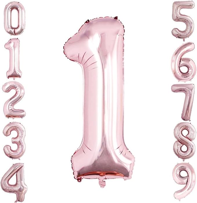 GOER Rose Gold Foil Balloons Number 1,Huge Number Balloons for 1st 11st Birthday Party Supplies Anniversary Decorations(3 pcs,42 inch,32 inc,16inch)