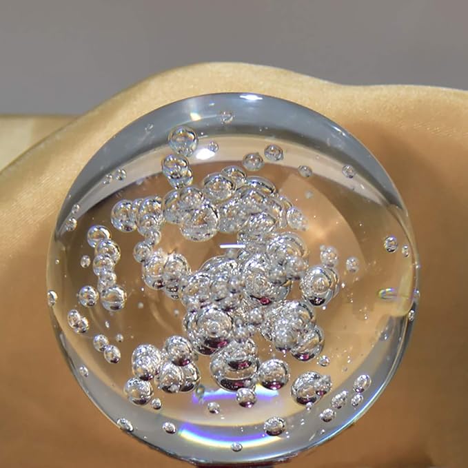 Crystal Ball Glass Globe Decor - Crystal Sphere with Stand & Gift Box, Clear Decorative Crystal Globe, 3D Crystal Ball for Home Decor Photography, Gazing Divination Fengshui Meditation, 4 inch/100mm