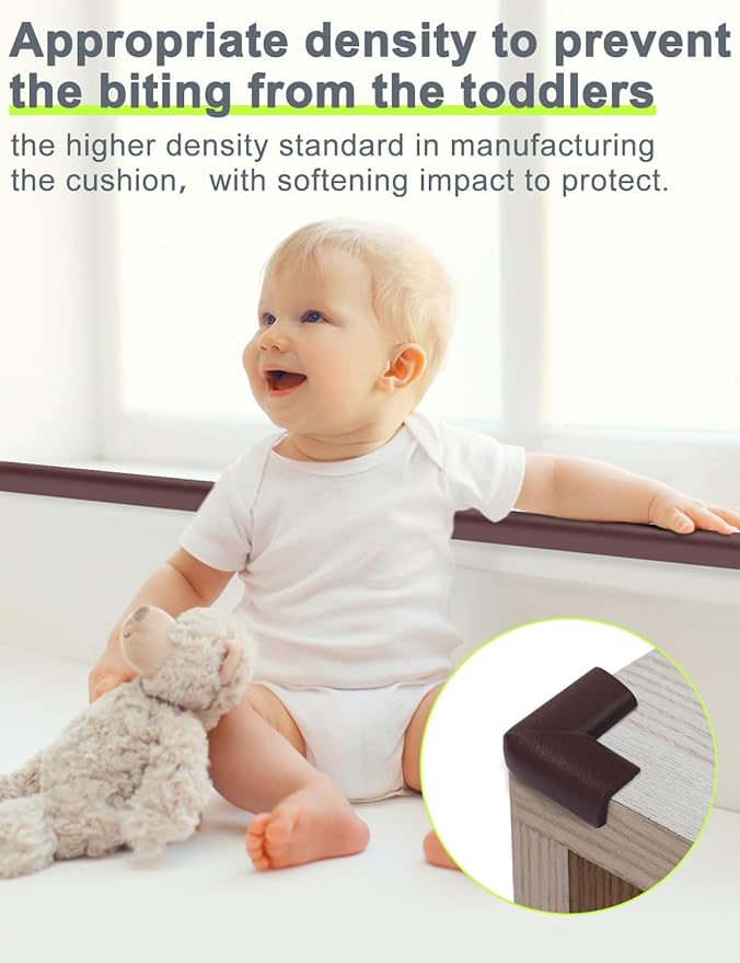 Foam Corner Protector Edge and Corner Guard, with 19 feet Length Foam Safety Bumpers, Baby Proofing Safety Table Corner Protectors (Coffee)