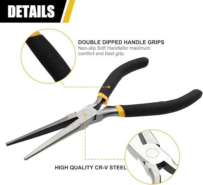 8pc 4.5" Mini Pliers Set - Long, Diagonal, End Cutting, Bent, Combination, Flat, Needle, Round Nose Pliers for Jewelry Making