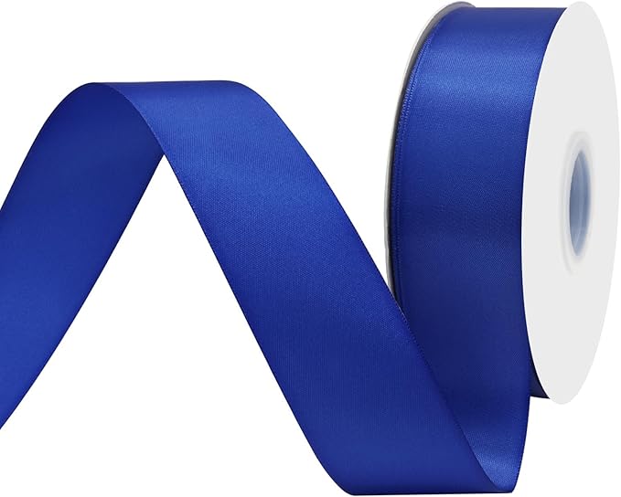 Cobalt Blue Satin Ribbon 1-1/2" X 50 Yards Solid Color Double Faced Ribbons Perfect for Crafts Wedding Decor Bow Making Arts Sewing and More