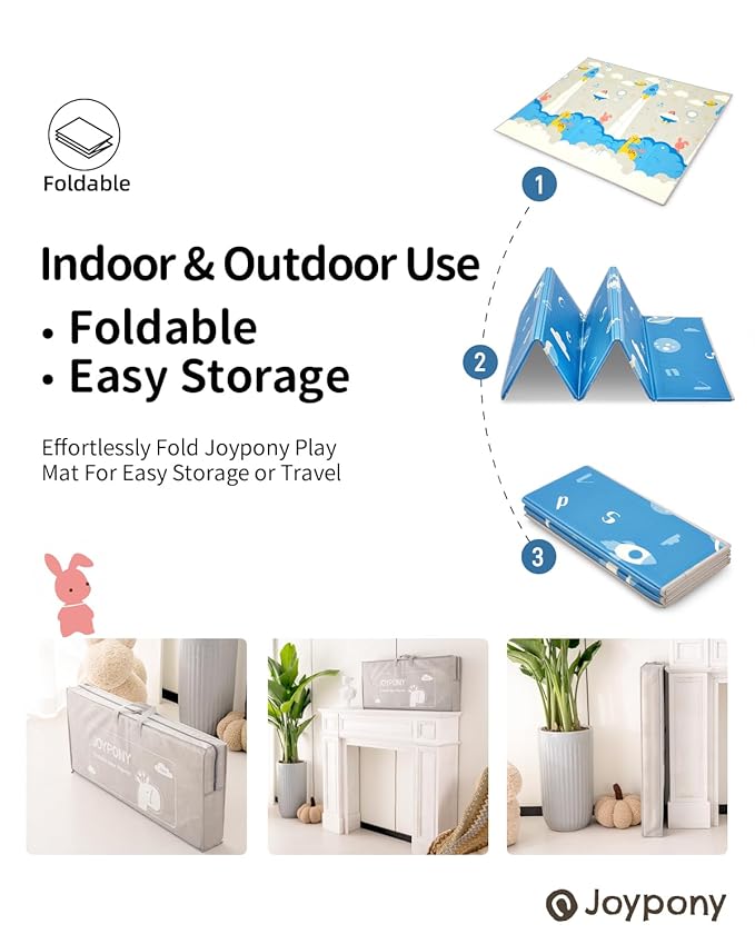 Baby Play Mat 79" X 71",Extra Large Foldable Play Mats for Babies and Toddlers,Waterproof AntiSlip Portable Baby Floor Mat for Tummy Time,Foam Baby Mat for Floor with Travel Bag Indoor Outdoor