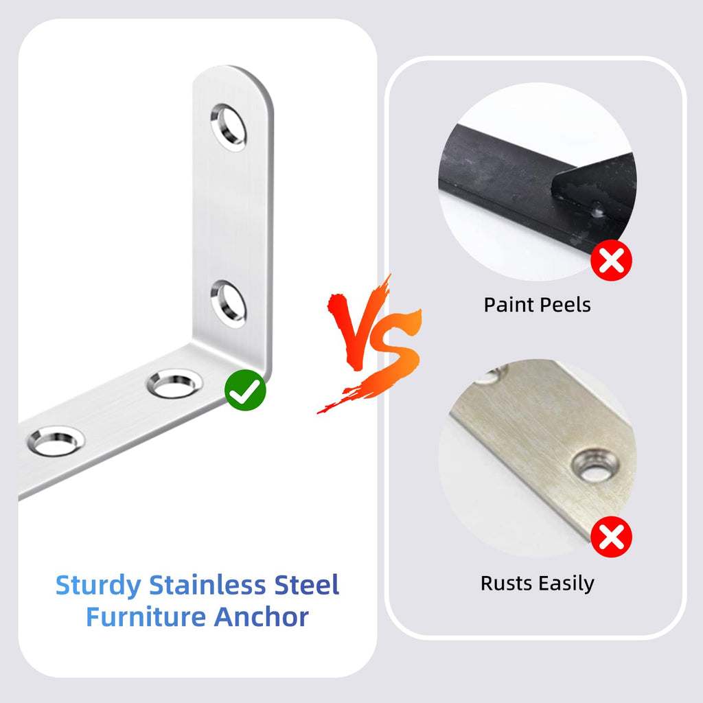 furniture anchors anti-tip baby proofing: Safety Straps Kit for Dresser Secure 400 lbs Bookcase to Wall Cabinet Wall Anchor 4 Pack