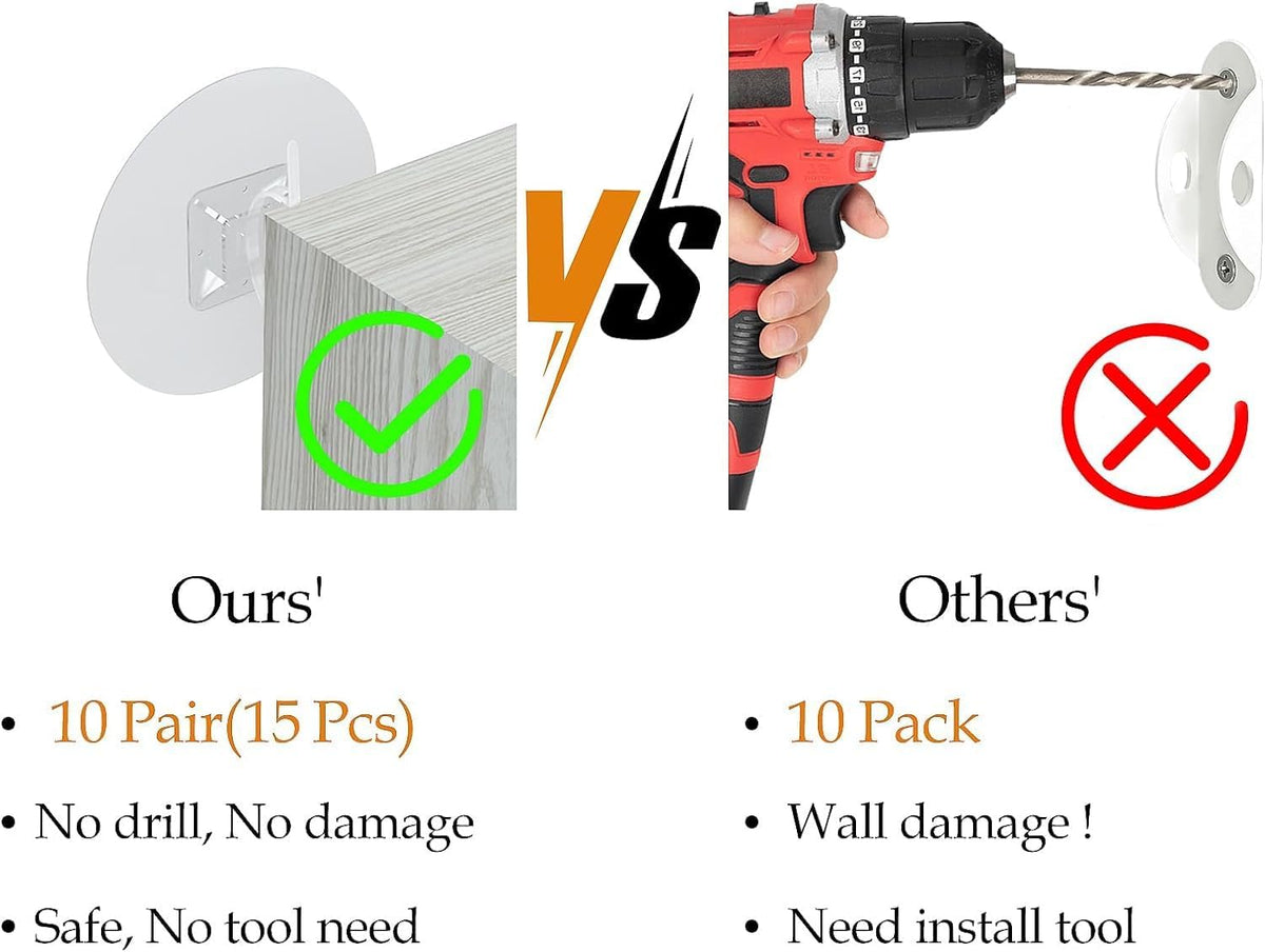 Furniture Anchors No Drill Upgraded Furniture Straps for Baby Proofing, Self-Adhesive Secure 168 Pound Furniture Prevent Falling Anti Tip Earthquake Straps for Child Safety