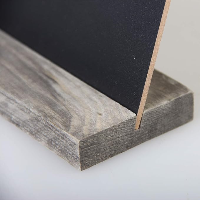5 X 6 Inch Mini Tabletop Chalkboard Signs with Rustic Style Wood Base Stands, Set of 4，Include 3 chalks