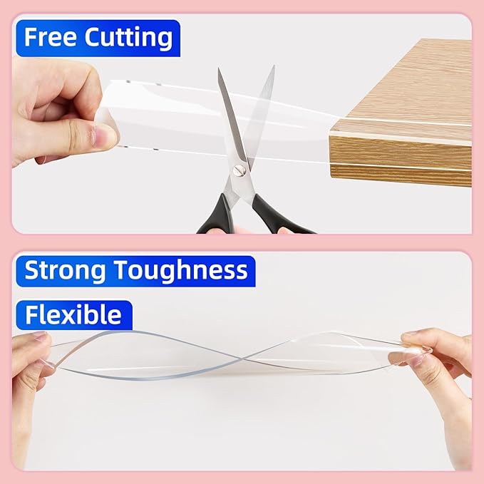 Clear Soft Corner Protectors for Furniture Strip,0.8in x9.84FT,Sharp Edge & Table Bumper,Window Edge,Wall Protector, Soft Corner Guards Safe for Proof,Table Corner Protectors in Family
