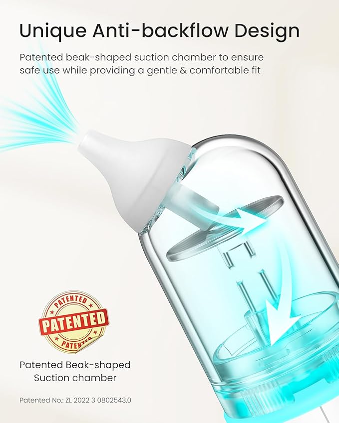 GROWNSY Nasal Aspirator for Baby, Upgraded 5 Suction Levels Baby Nose Sucker, IPX7 Waterproof Electric Nose Suction for Baby, Booger Sucker for Toddlers with Automatic Cleaning &Music &Light Functions