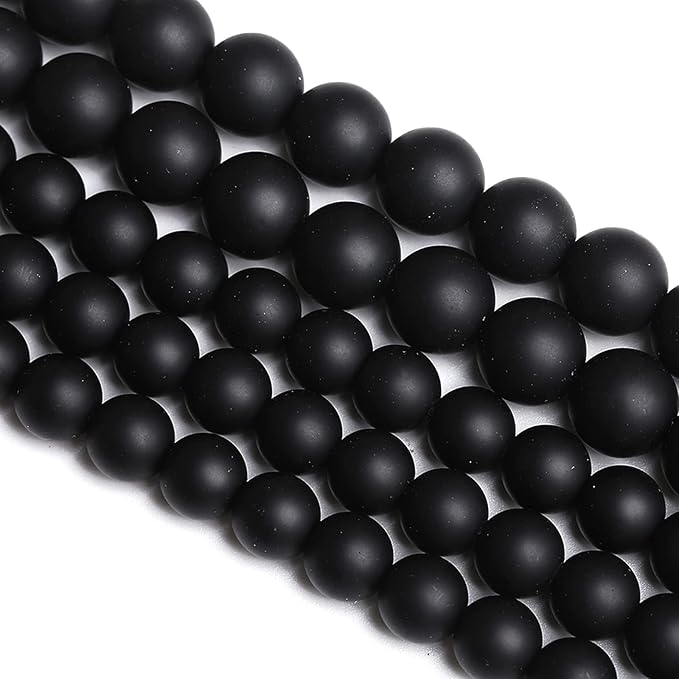 6MM 60PCS Natural Stone Matte Black Agate Loose Beads for Jewelry Making DIY Bracelet Necklace