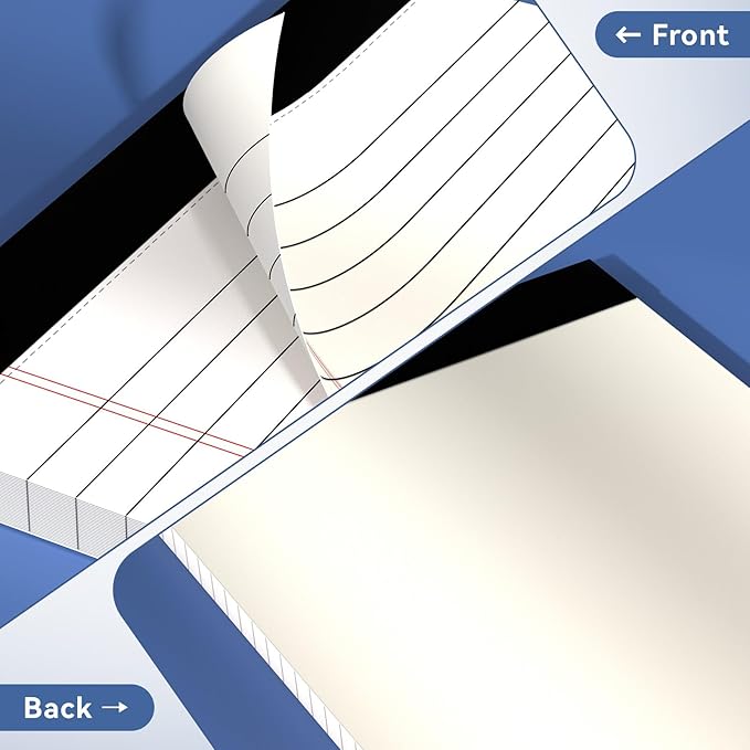 24 Pack of Legal Pad Writing Pads 5" x 8" Notepad 80gsm Recycled Paper Small Legal Pads 25 Lines Note Pads Perforated Legal Pads 720 Sheets Double-Sided Printing Printed Legal Pads for School,