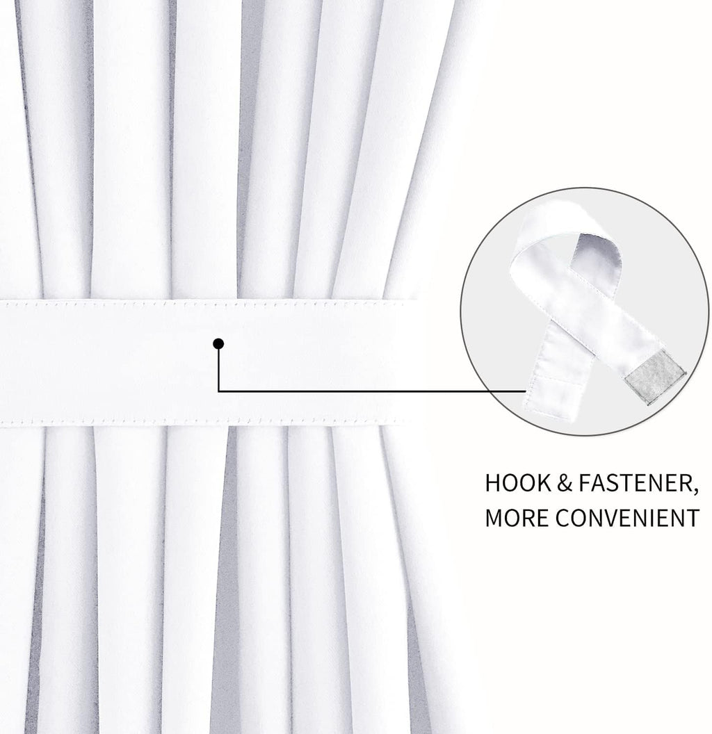 DWCN French Door Curtains – Rod Pocket Thermal Curtain for Doors with Glass Window, Kitchen and Patio Doors for Privacy, 25 X 80 Inches Long, 1 Curtain Panel with Tieback, Pure White