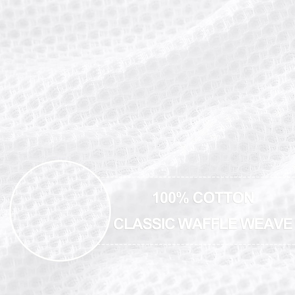 Homaxy 100% Cotton Waffle Weave Kitchen Dish Towels, Ultra Soft Absorbent Quick Drying Cleaning Towel, 13 x 28 Inches, 12-Pack, White