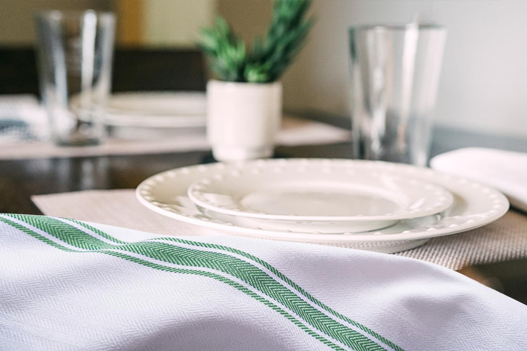 Dish Towels Set (Value Pack of 15) Size 15x25 Inch, 100% Cotton Soft & Absorbent Linen Kitchen Towels, Tea Towels, Reusable Cleaning Cloths for Household Cleaning (Green)