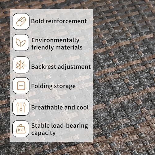 79'' Long Reclining Chaise Lounge Set (Set of 1), Outdoor Wicker Reclining Lounge Chair Patio Rattan Double Chaise Lounge Lawn Sunbathing Chairs Beach Pool Backrest Recliners (Set of 1) - color: 1 Chair