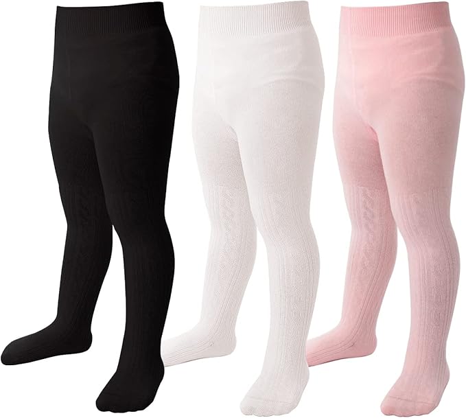 Marchare Baby Girls Tights Thick Solid Cable Knit Leggings Winter Warm Stockings For Toddler Girls 1/2/3/4/5 Pack